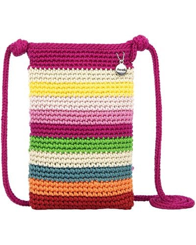 The Sak Josie Mini Crossbody In Crochet With Adjustable Strap - Pink