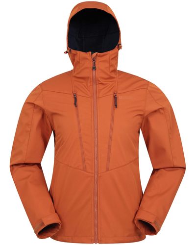 Mountain Warehouse Direction Mens Recycled Softshell Rain Jacket - Water-resistant, Adjustable Hood - Best For Spring, Walking, - Orange