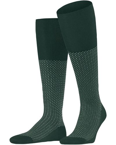 FALKE Uptown Tie Knee-high Socks Cotton Black Blue More Colours Thin Long Length With Pattern For Summer Or Winter Dress Casual Looks - Green