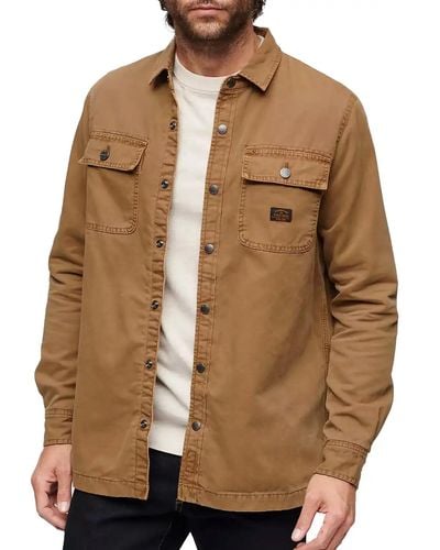 Superdry S Canvas Workwear Overshirt Tan Brown