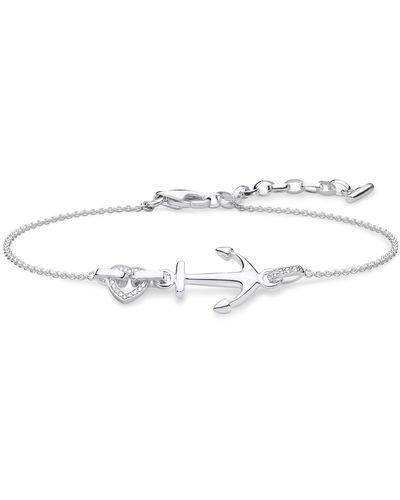 Thomas Sabo Bracelet ancre avec cœur femme Argent sterling 925 A1854-051-14-L19v - Métallisé