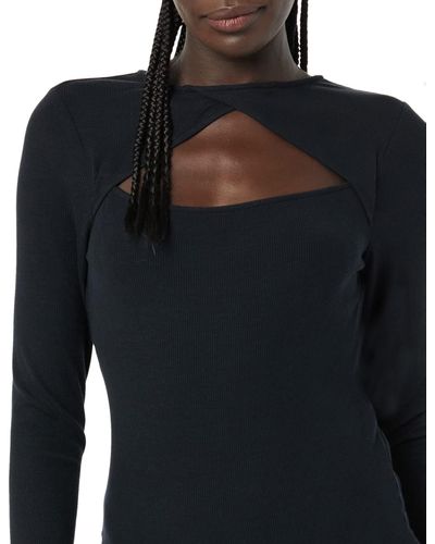Amazon Essentials Fine Rib Long Sleeve Cutout Bodysuit - Black