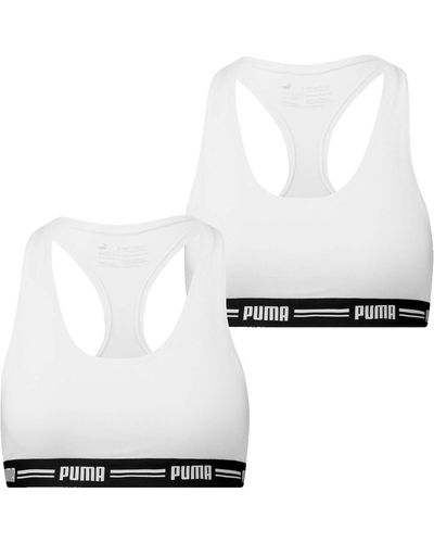 PUMA Top Racer Back Hang 2er Multipack XS S M L XL Schwarz Weiss Grau 57% Baumwolle - Weiß