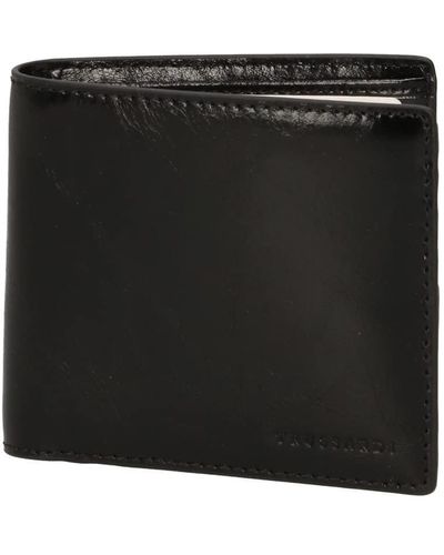 Trussardi JEANS Jeans Uomo Portafogli Bifold Card Holder Crackle' Leather 71W001762P000290 Nero black K299