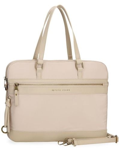 Pepe Jeans Morgan Laptop Bag Beige 41x30x14cm Polyester And Pu By Joumma Bags - Natural