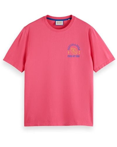 Scotch & Soda Left Chest Artwork T-shirt T-shirt - Pink