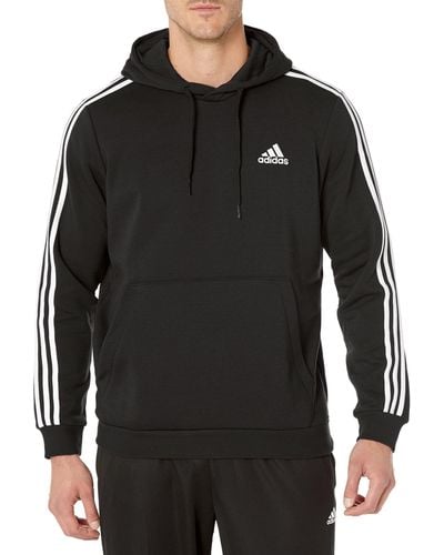 adidas Big & Tall Essentials Fleece 3-stripes Pullover Hoodie - Black