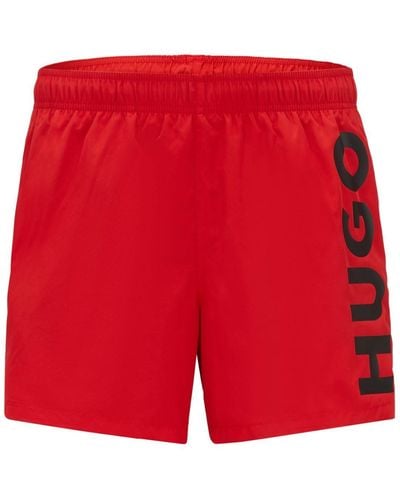 HUGO S Abas Logo-print Swim Shorts In Quick-dry Fabric - Red