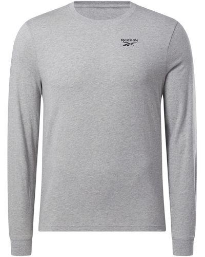 Reebok Identity Left Chest Logo Long Sleeve Tee T-shirt - Grey