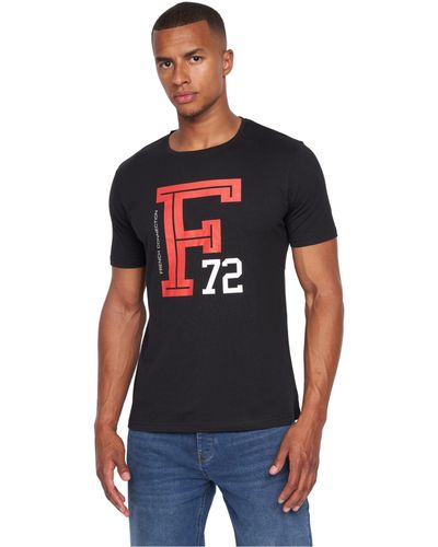 French Connection S Premium Half Sleeve Crew Neck T-shirt With Letter Print Logo Design(m,faction Black)