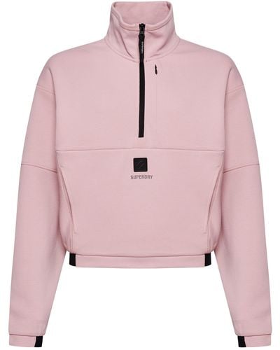 Superdry Tech kastiges Sweatshirt mit halblangem Reißverschluss Altrosa 36 - Pink
