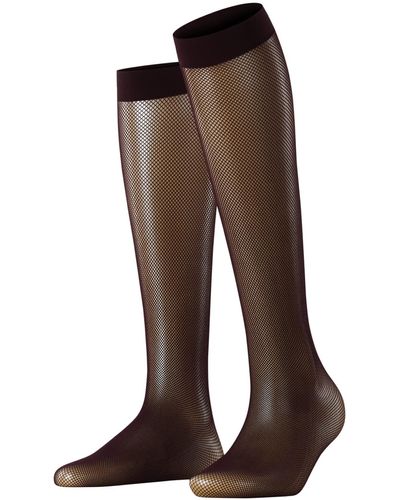 FALKE Net W Kh Sheer Patterned 1 Pair Knee-high Socks - Brown
