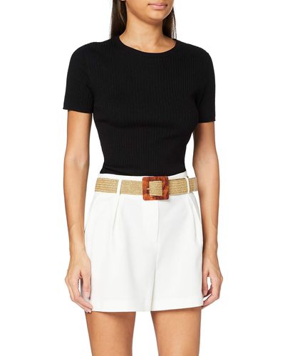 Miss Selfridge Ivory Wicker Belt Shorts - Weiß