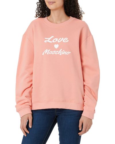 Love Moschino Regular Fit With Cursive Brand Print Sweatshirt - Red