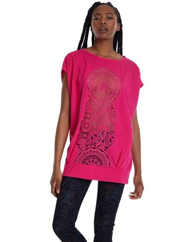 Desigual Ts_sola T-shirt Voor - Roze