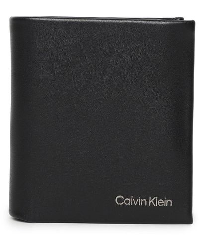 Calvin Klein Concise Trifold 6cc W/coin Wallets - Black