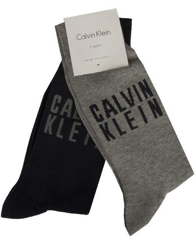 Calvin Klein Lot de 2 paires chaussette socquette trunk coton homme bipack CK article ECP263 - Gris