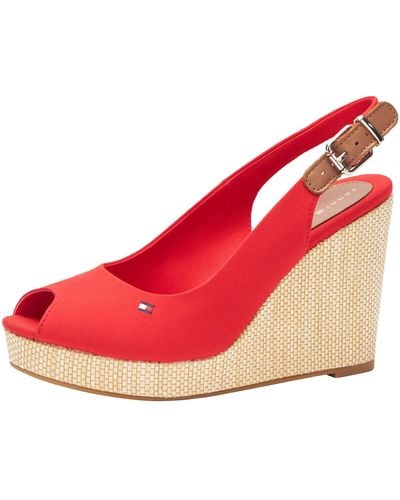 Tommy Hilfiger Iconic Elena Sling Back Wedge Fw0fw04789 Espadrille - Red