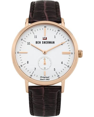 Ben Sherman Analog Quartz Watch With Leather Strap Wbs102trg - Brown