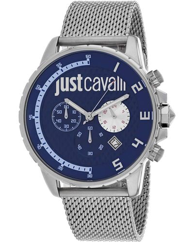 Just Cavalli Quartz Watch With Stainless Steel Strap - Blue