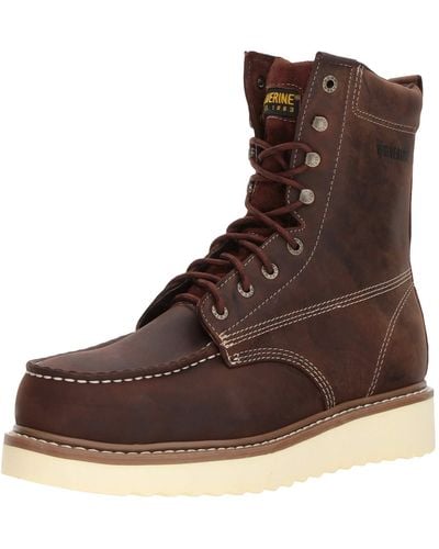 Wolverine Loader 8" Soft Toe Wedge Work Boot, Brown, 13 3e Us