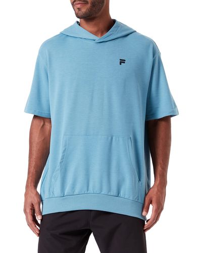 Fila Rafah Sweat à Capuche à ches Courtes Sweatshirt - Bleu