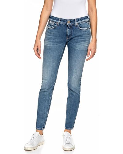 Replay New Luz Rose Label Jeans - Bleu