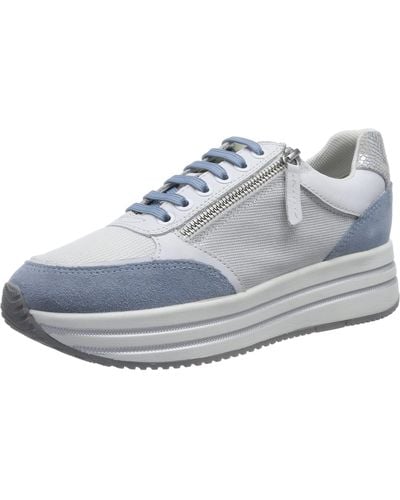 Geox Sneaker D Kency,white Lt Sky,38 Eu - Grijs