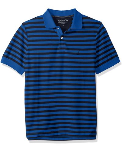 Nautica Classic Short Sleeve Stripe Polo Shirt Polohemd - Blau