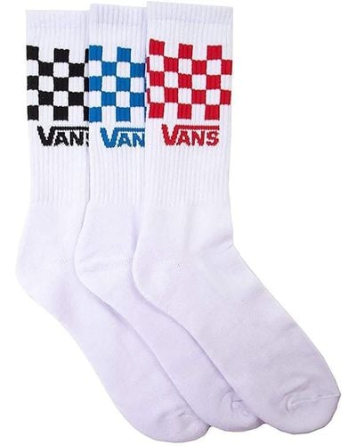 Vans Classic Crew Checkerboard Socks 3 Pack Size 6.5-9 - Weiß