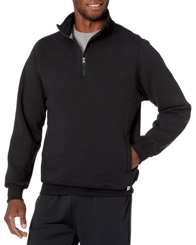 Russell Mens Dri-power Fleece 1/4 Zip Cadet Sweatshirt - Black