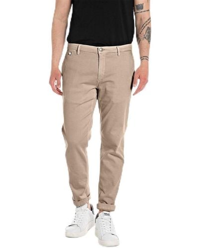 Replay Hyperflex Chino Trousers With Stretch - Natural