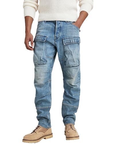 G-Star RAW 3d Straight Tapered Denim Cargo Jeans - Blue