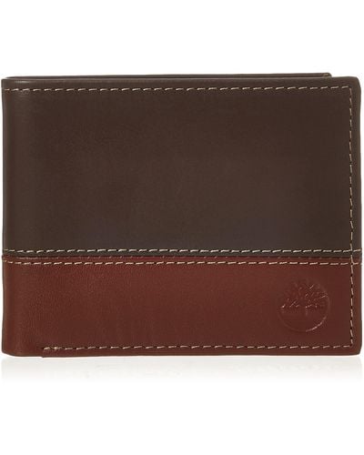 Timberland Hunter Leather Passcase Trifold Wallet Hybrid Portafogli - Marrone