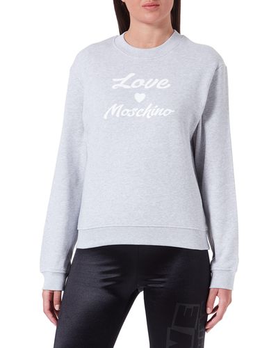 Love Moschino Regular Fit With Cursive Brand Print. Sweatshirt - Weiß