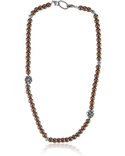 Esprit EDC -Halsband Edelstahl rhodiniert Perlmutt Innocent Pearly Bronze braun EENL10244A420 - Schwarz