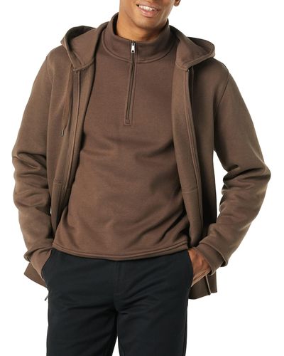 Amazon Essentials Big & Tall Full-Zip Hooded Fleece Sweatshirt Felpa con Cappuccio - Marrone