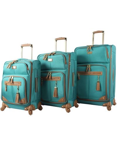 Steve Madden 3 Piece Softside Expandable Lightweight Spinner Suitcase Set - Travel Set Includes 20 Inch Carry - Green