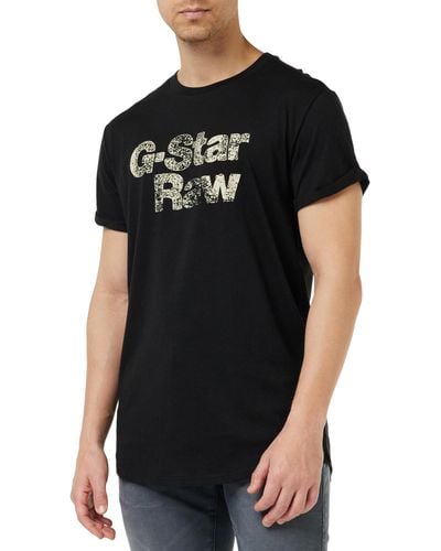 G-Star RAW Pestañas gráficas pintadas Camiseta - Negro
