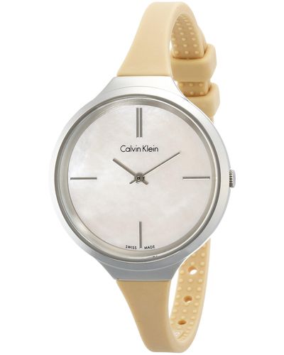 Calvin Klein Analog Quarz Kautschuk Damen-Armbanduhr K4U231XE - Bianco
