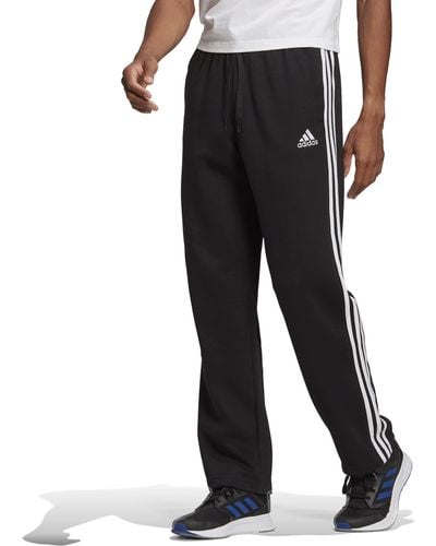 adidas Standard Essentials Fleece Open Hem 3-Stripes Pants - Noir