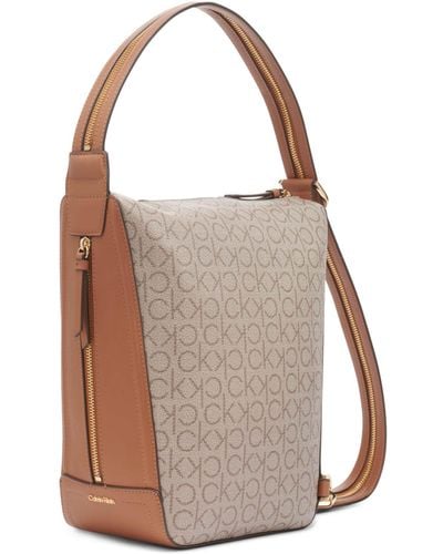 Calvin Klein Moss Convertible Sling Backpack & Hobo Shoulder Bag - Brown