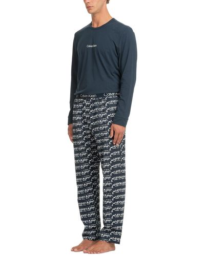 Calvin Klein L/s Broek Set Pyjama - Blauw