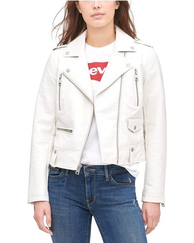 Levi's Faux Leather Contemporary Asymmetrical Motorcycle Jacket - White