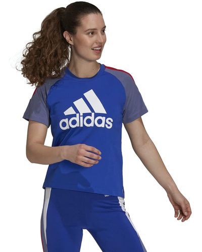 adidas T-shirt de sport coloré pour femme - Bleu