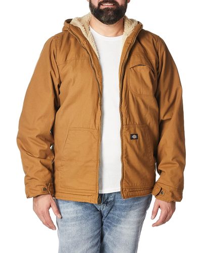 Dickies Big-tall Sanded Duck Sherpa Lined Hooded Jacket - Multicolor