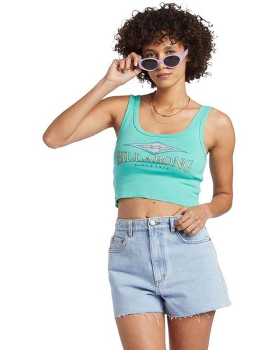 Billabong Search For Stoke Crop Tank Top Turquoise - Blue