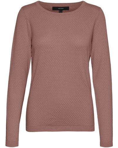 Vero Moda Vmcare Structure Ls O-neck Blou Noos Knitted Jumper - Brown