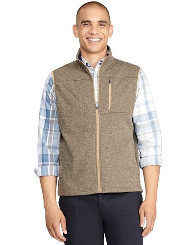 Izod Advantage Performance Full Zip Sweater Fleece Vest - Gray