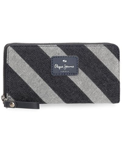 Pepe Jeans Celine Wallet With Card Holder Blue 19.5x10x2cm Polyester With Faux Leather Details By Joumma Bags - Grey